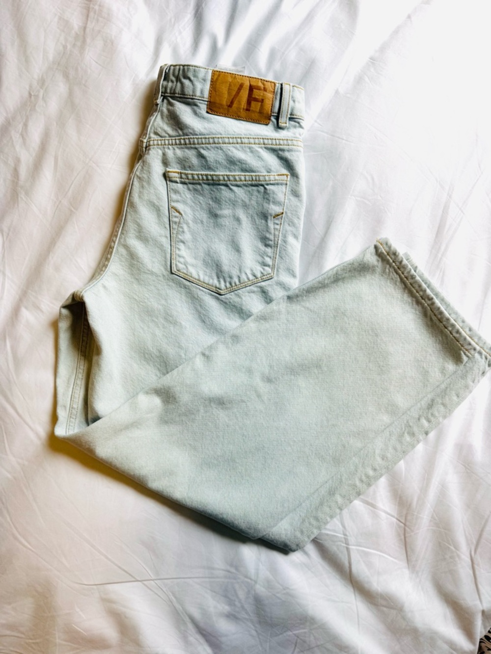 Selected Femme Light Wash High-Rise, Straight Legs Jeans (Size 28)
